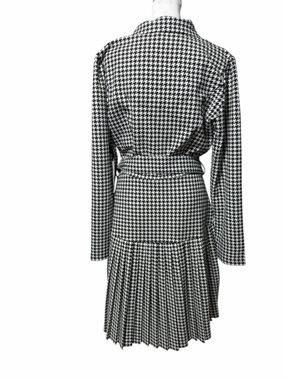 NWT Elizabeth Nicole NY Houndstooth Blazer Dress Pleated Skirt Long Sleeve M - Picture 5 of 10